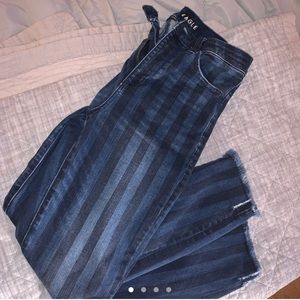 High Waisted American Eagle Striped Jeans
